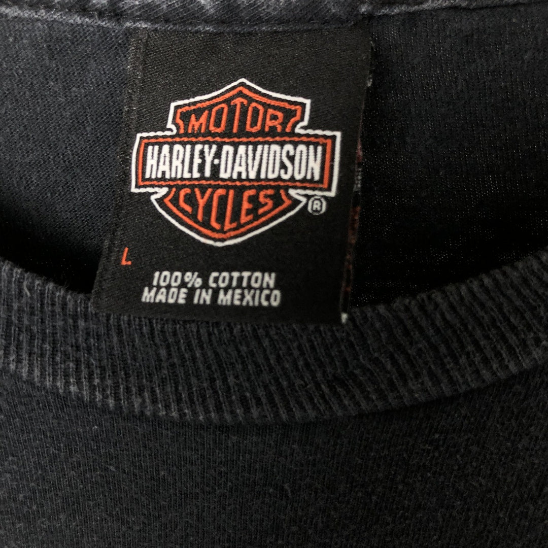 00'S Harley-Davidson Motorcycle Bike T-shirt Made in Mexico Men's L size cotton black type Vintage Second Hand