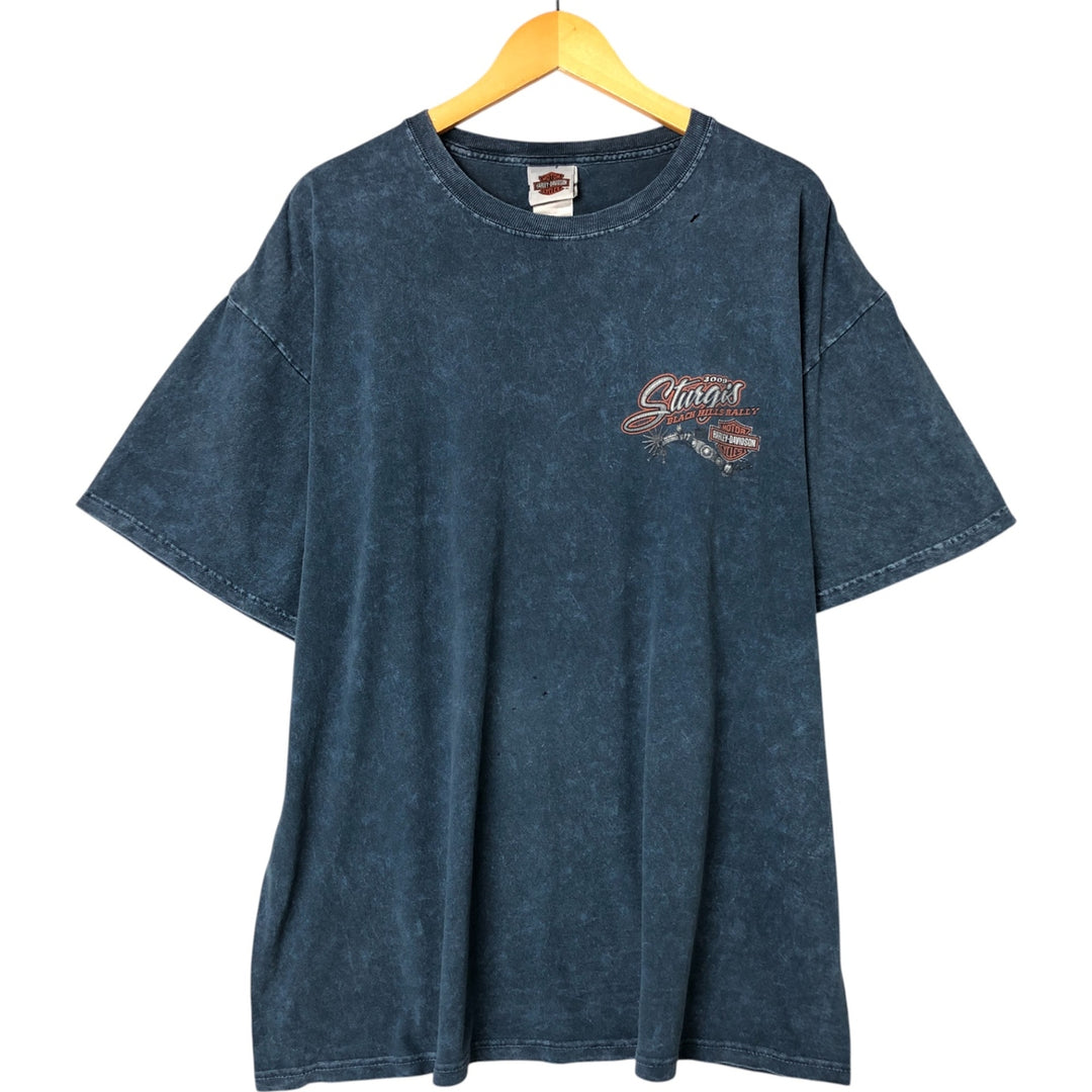 00'S Harley-Davidson Motorcycle Bike T-shirt Made in USA Men's XXL cotton navy blue type Vintage Second Hand