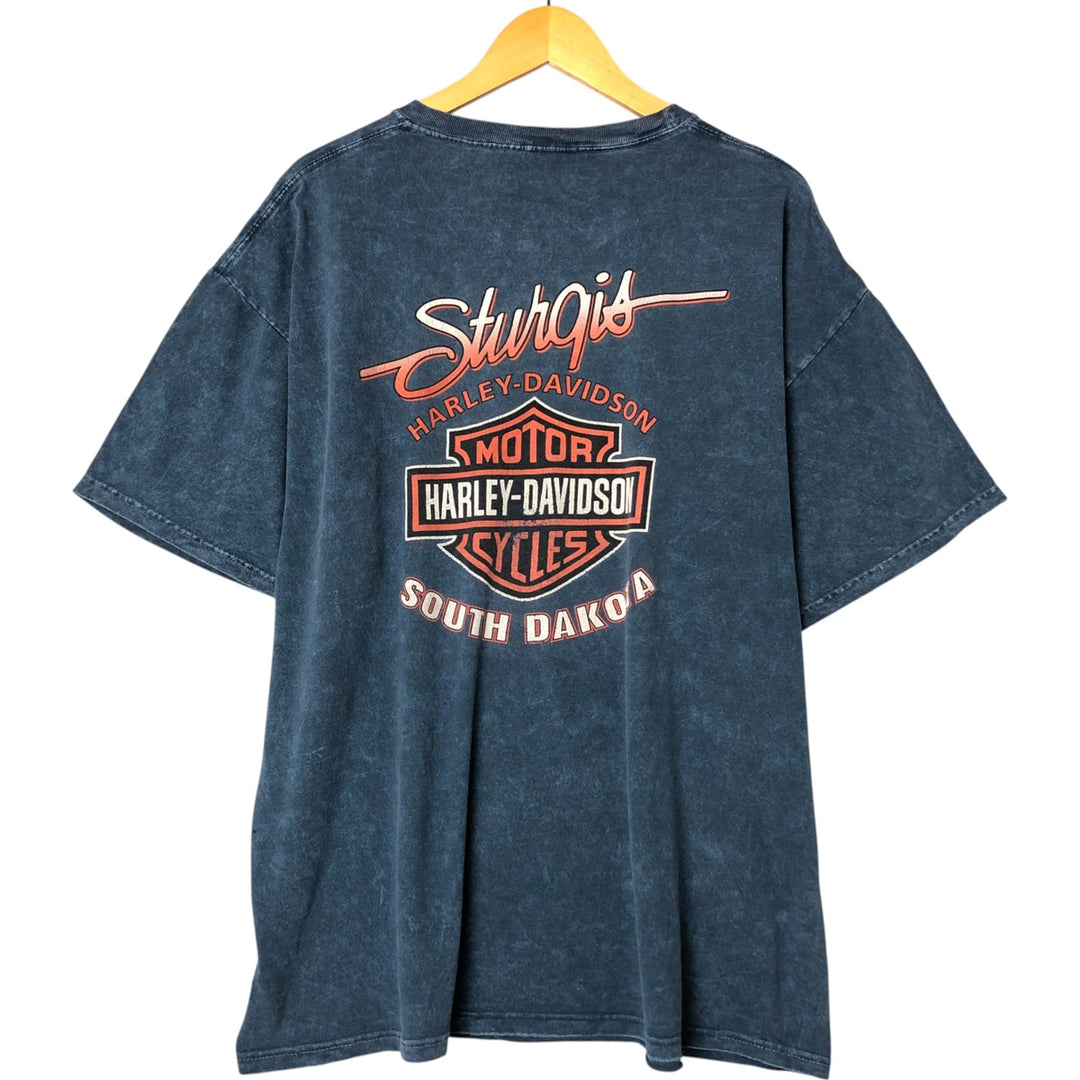 00'S Harley-Davidson Motorcycle Bike T-shirt Made in USA Men's XXL cotton navy blue type Vintage Second Hand