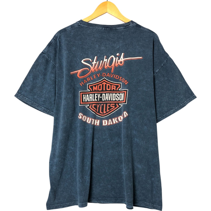 00'S Harley-Davidson Motorcycle Bike T-shirt Made in USA Men's XXL cotton navy blue type Vintage Second Hand