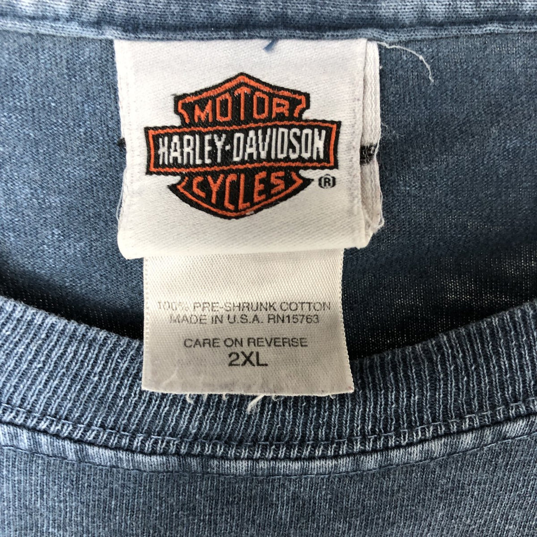 00'S Harley-Davidson Motorcycle Bike T-shirt Made in USA Men's XXL cotton navy blue type Vintage Second Hand