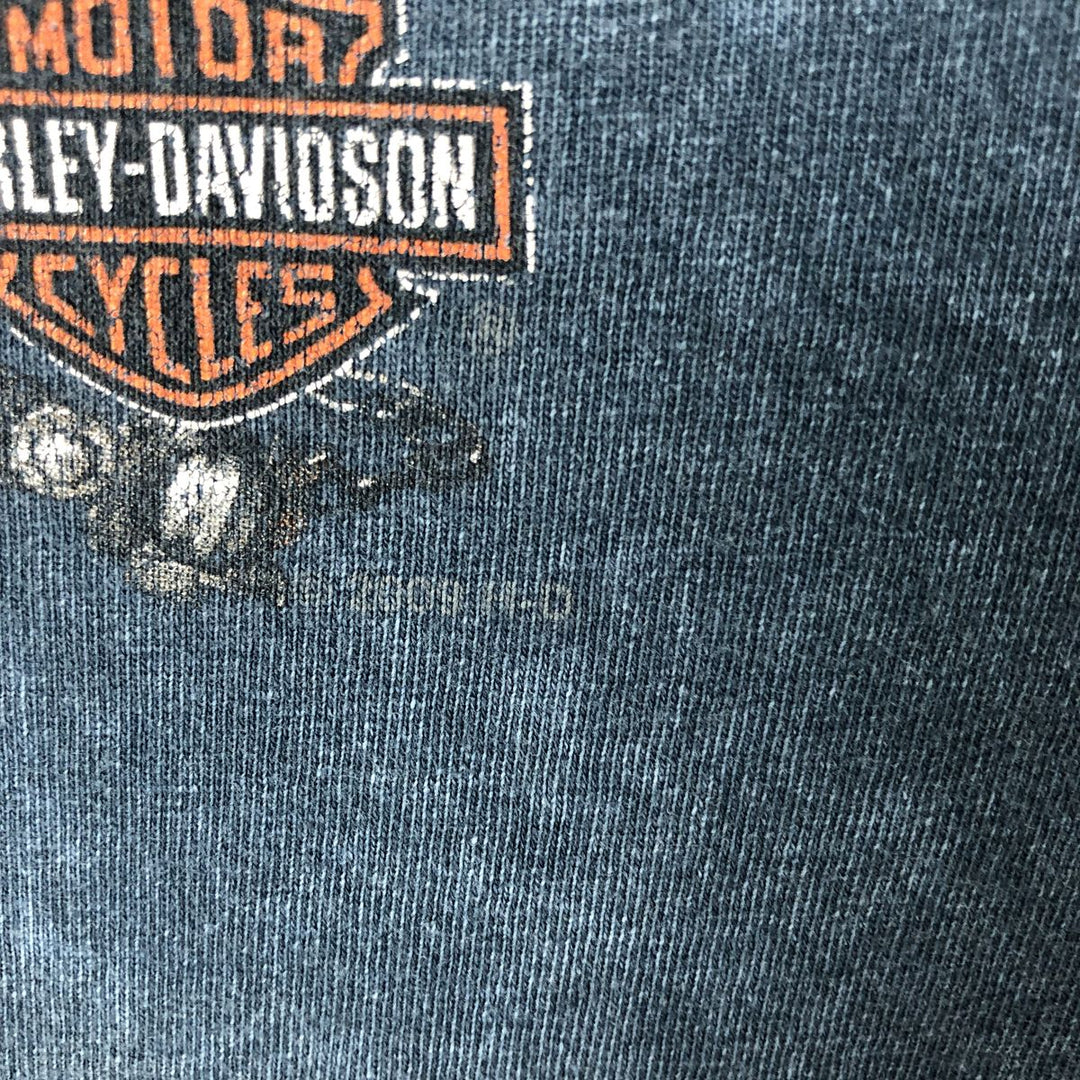 00'S Harley-Davidson Motorcycle Bike T-shirt Made in USA Men's XXL cotton navy blue type Vintage Second Hand