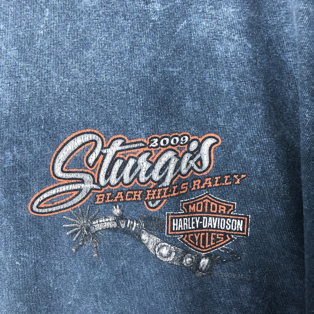 00'S Harley-Davidson Motorcycle Bike T-shirt Made in USA Men's XXL cotton navy blue type Vintage Second Hand