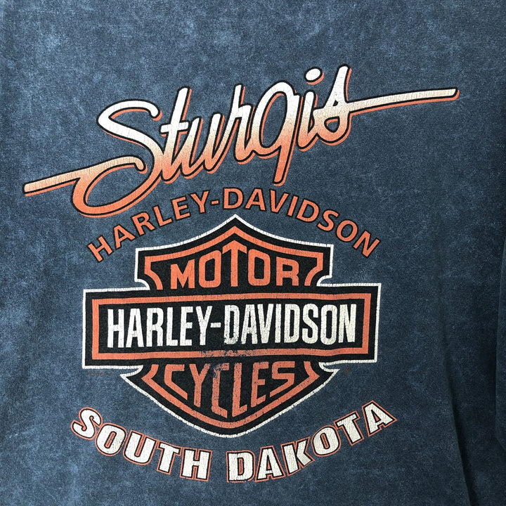 00'S Harley-Davidson Motorcycle Bike T-shirt Made in USA Men's XXL cotton navy blue type Vintage Second Hand