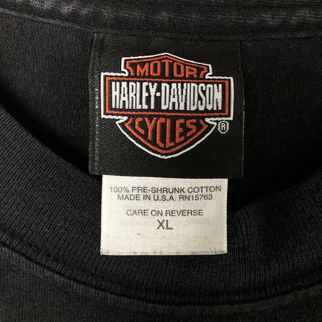 00'S Harley-Davidson Motorcycle Bike T-shirt Made in USA Men's XL cotton black type Vintage Second Hand