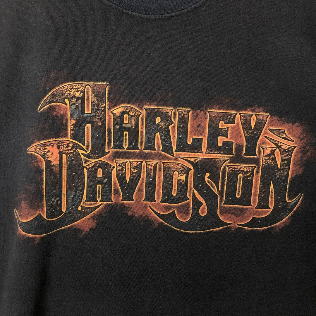 00'S Harley-Davidson Motorcycle Bike T-shirt Made in USA Men's XL cotton black type Vintage Second Hand