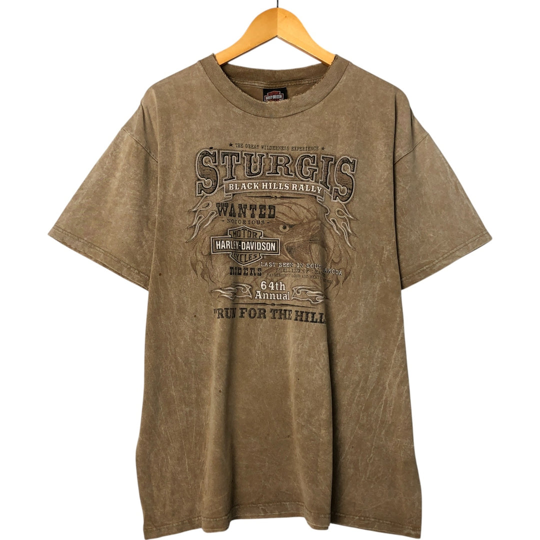 00'S Harley-Davidson Motorcycle Bike T-shirt Made in USA Men's L size cotton brown type Vintage Second Hand