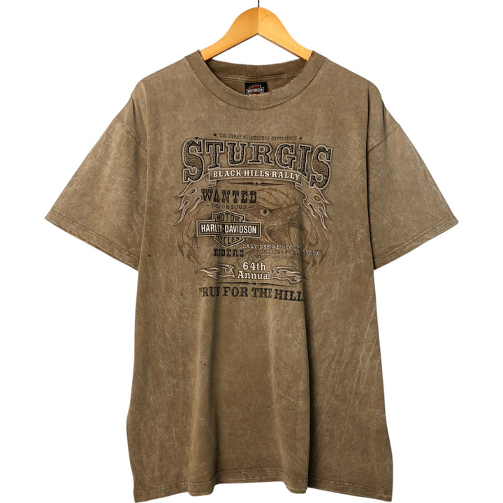 00'S Harley-Davidson Motorcycle Bike T-shirt Made in USA Men's L size cotton brown type Vintage Second Hand