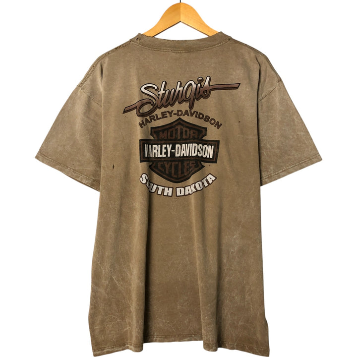 00'S Harley-Davidson Motorcycle Bike T-shirt Made in USA Men's L size cotton brown type Vintage Second Hand