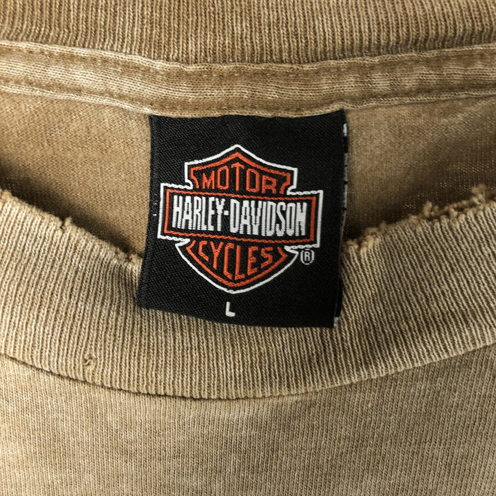 00'S Harley-Davidson Motorcycle Bike T-shirt Made in USA Men's L size cotton brown type Vintage Second Hand