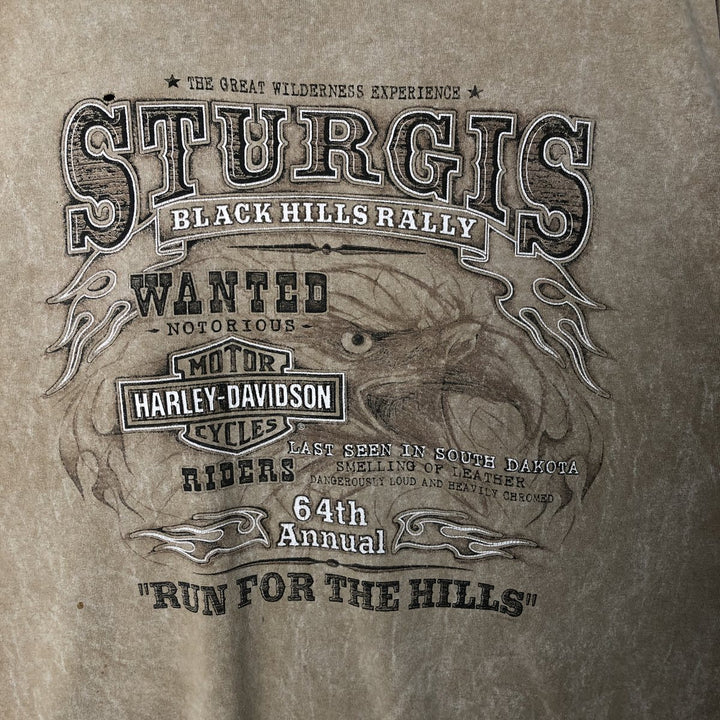 00'S Harley-Davidson Motorcycle Bike T-shirt Made in USA Men's L size cotton brown type Vintage Second Hand