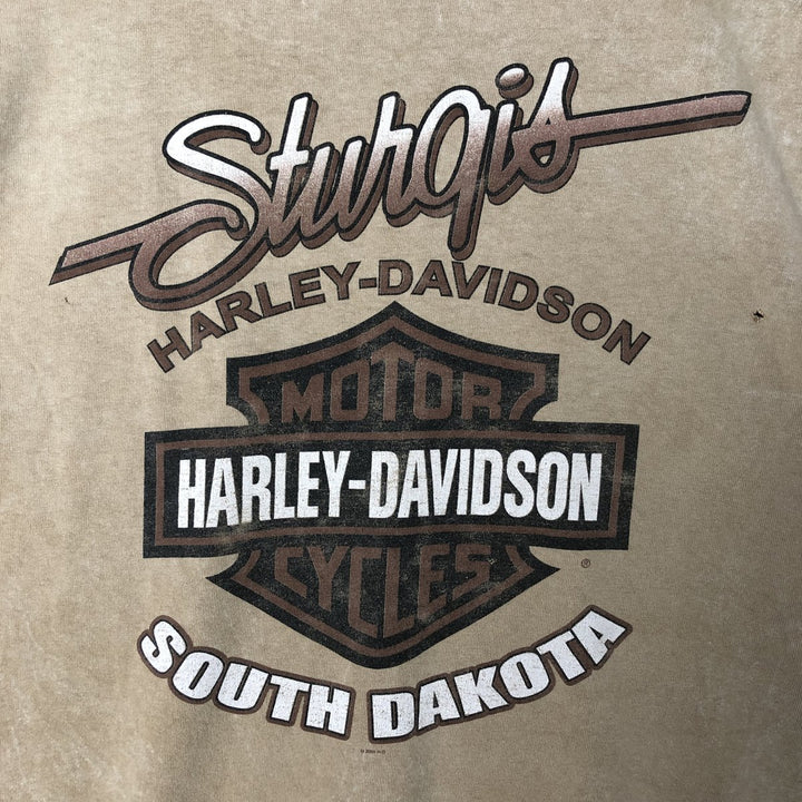 00'S Harley-Davidson Motorcycle Bike T-shirt Made in USA Men's L size cotton brown type Vintage Second Hand