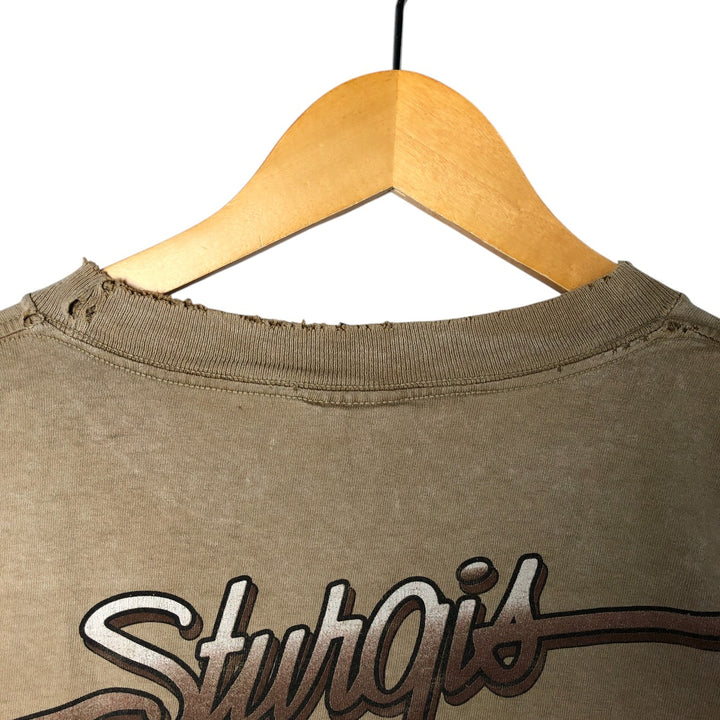 00'S Harley-Davidson Motorcycle Bike T-shirt Made in USA Men's L size cotton brown type Vintage Second Hand