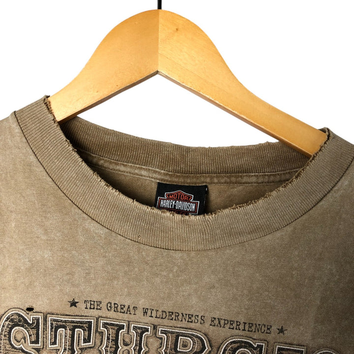 00'S Harley-Davidson Motorcycle Bike T-shirt Made in USA Men's L size cotton brown type Vintage Second Hand
