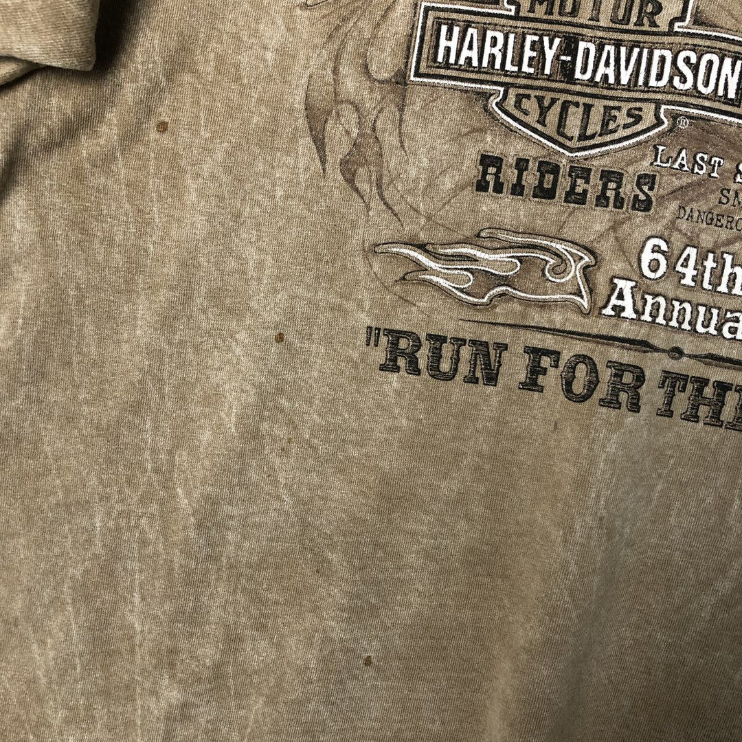 00'S Harley-Davidson Motorcycle Bike T-shirt Made in USA Men's L size cotton brown type Vintage Second Hand