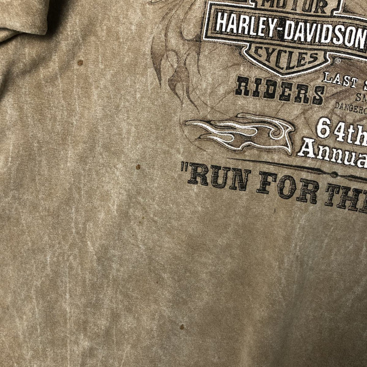 00'S Harley-Davidson Motorcycle Bike T-shirt Made in USA Men's L size cotton brown type Vintage Second Hand