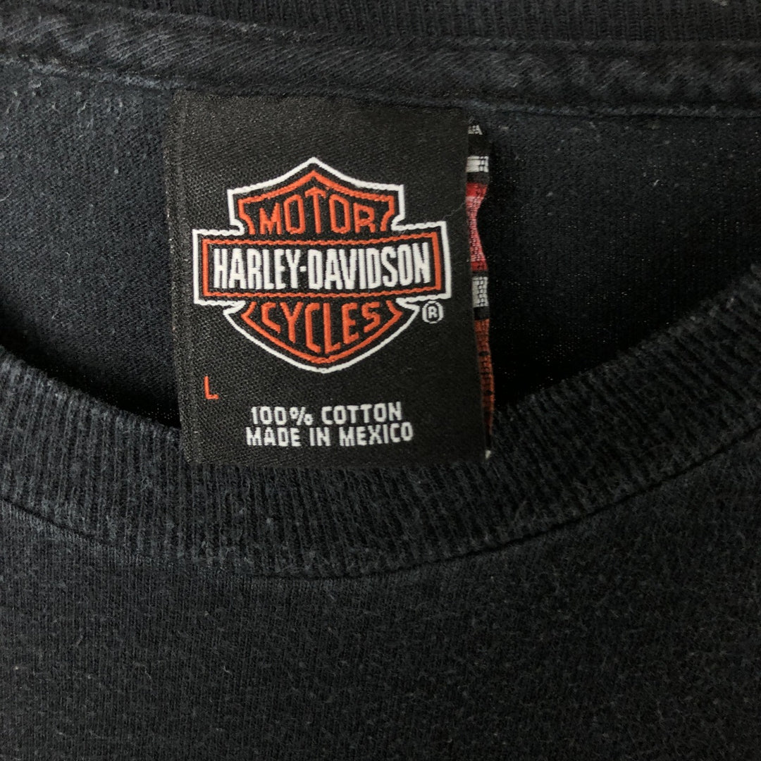 00'S Harley-Davidson Pin-up Girl Motorcycle Bike T-shirt, Men's L size cotton black type Vintage Second Hand
