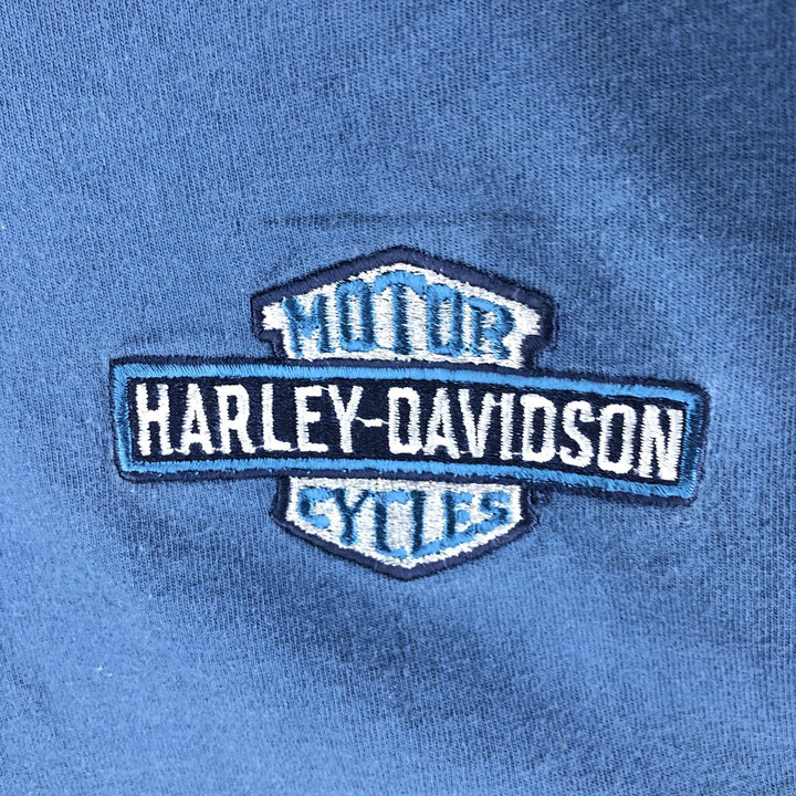 Harley-Davidson Henley neck long T-shirt, long T, made in the USA, men's size M cotton Navy blue Vintage Second Hand