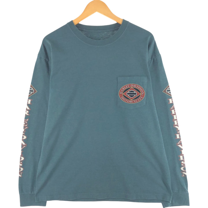 00'S Harley-Davidson Long Sleeve T-Shirt, Men's Medium unknown dark green Vintage Second Hand