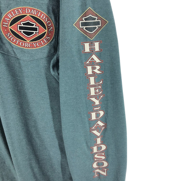 00'S Harley-Davidson Long Sleeve T-Shirt, Men's Medium unknown dark green Vintage Second Hand