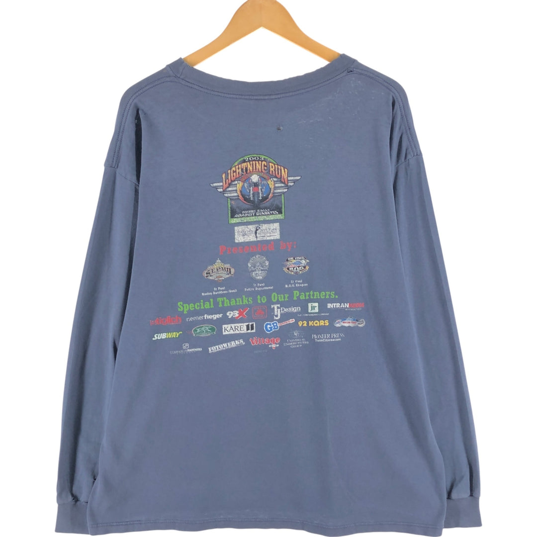 00'S Harley-Davidson Long Sleeve T-Shirt, Men's XL Size unknown Navy blue Vintage Second Hand