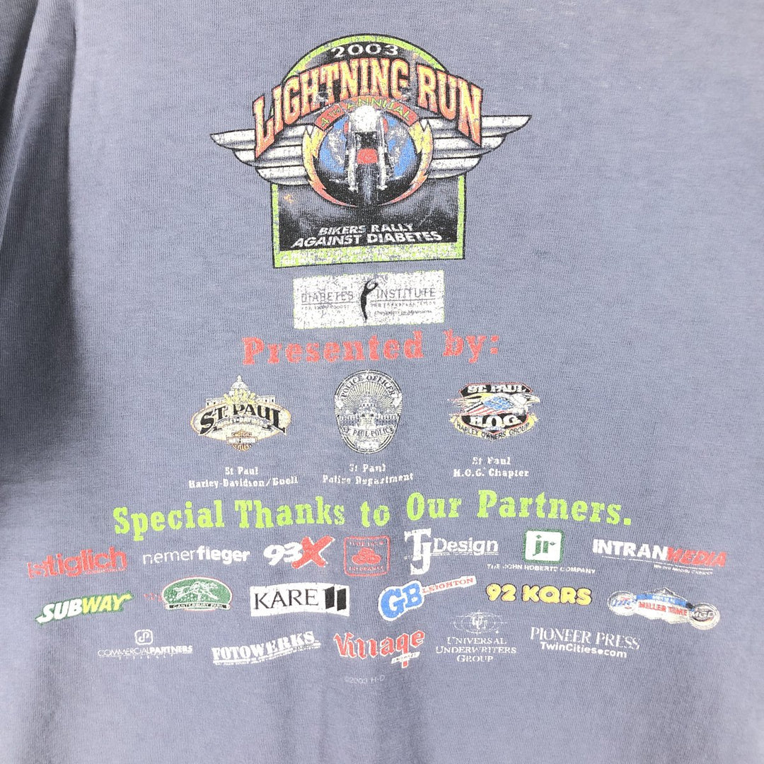 00'S Harley-Davidson Long Sleeve T-Shirt, Men's XL Size unknown Navy blue Vintage Second Hand