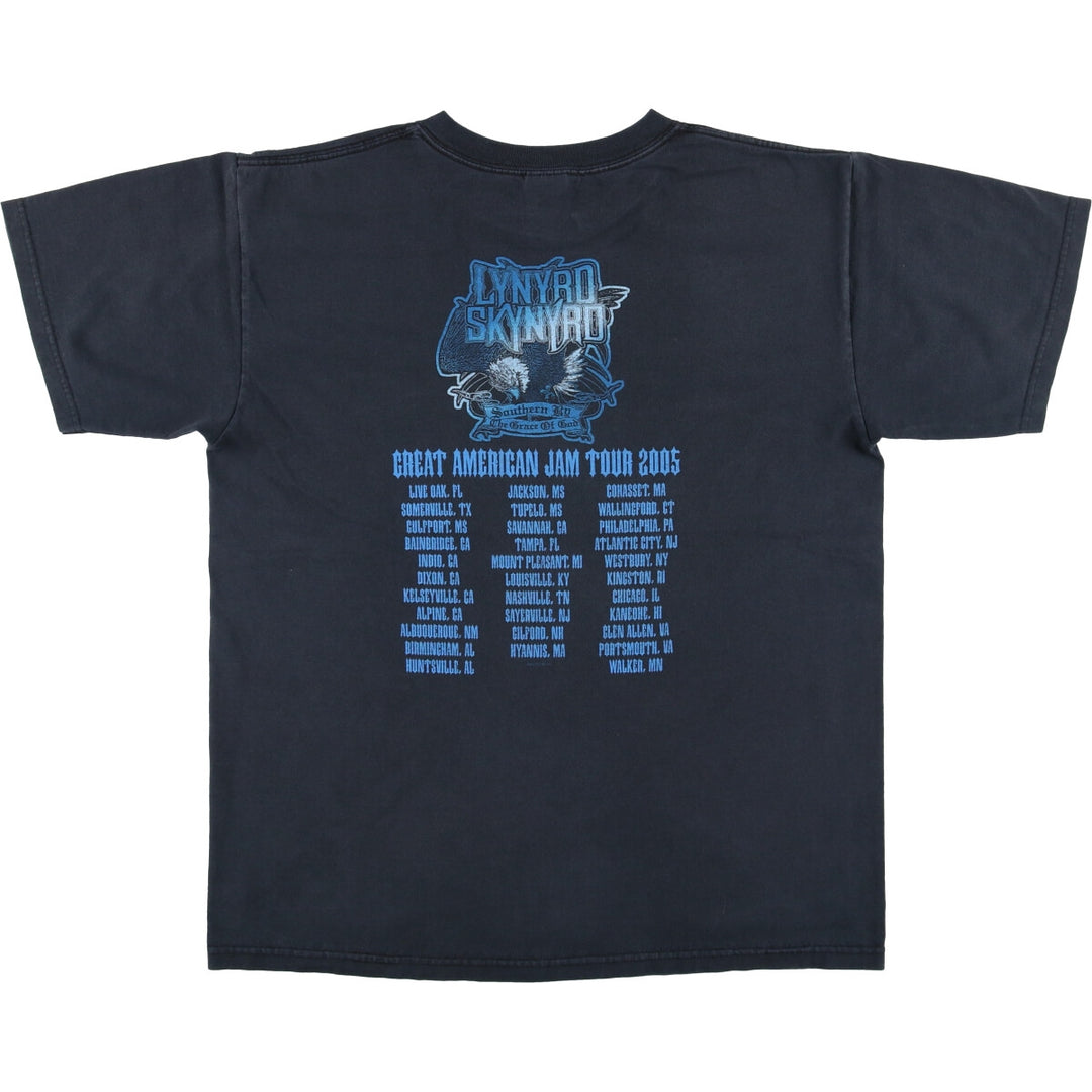 Anvil Lynyrd Skynyrd Skull Pattern Band T-shirt Band Tee Men's M size cotton black type Vintage Second Hand