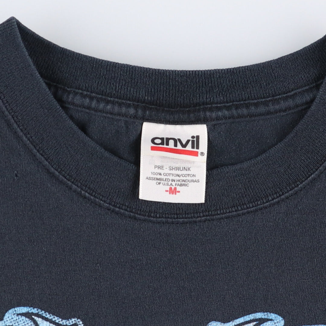 Anvil Lynyrd Skynyrd Skull Pattern Band T-shirt Band Tee Men's M size cotton black type Vintage Second Hand