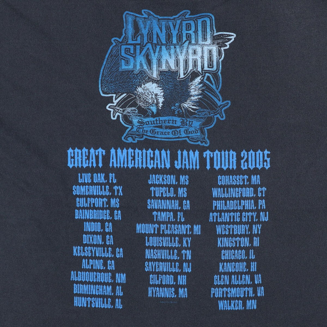 Anvil Lynyrd Skynyrd Skull Pattern Band T-shirt Band Tee Men's M size cotton black type Vintage Second Hand