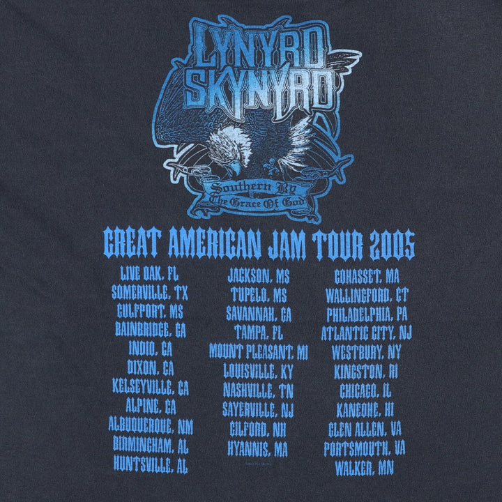 Anvil Lynyrd Skynyrd Skull Pattern Band T-shirt Band Tee Men's M size cotton black type Vintage Second Hand