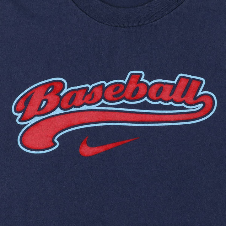 00'S Nike NIKE Printed T-shirt Men's XXL cotton navy blue type Vintage Second Hand