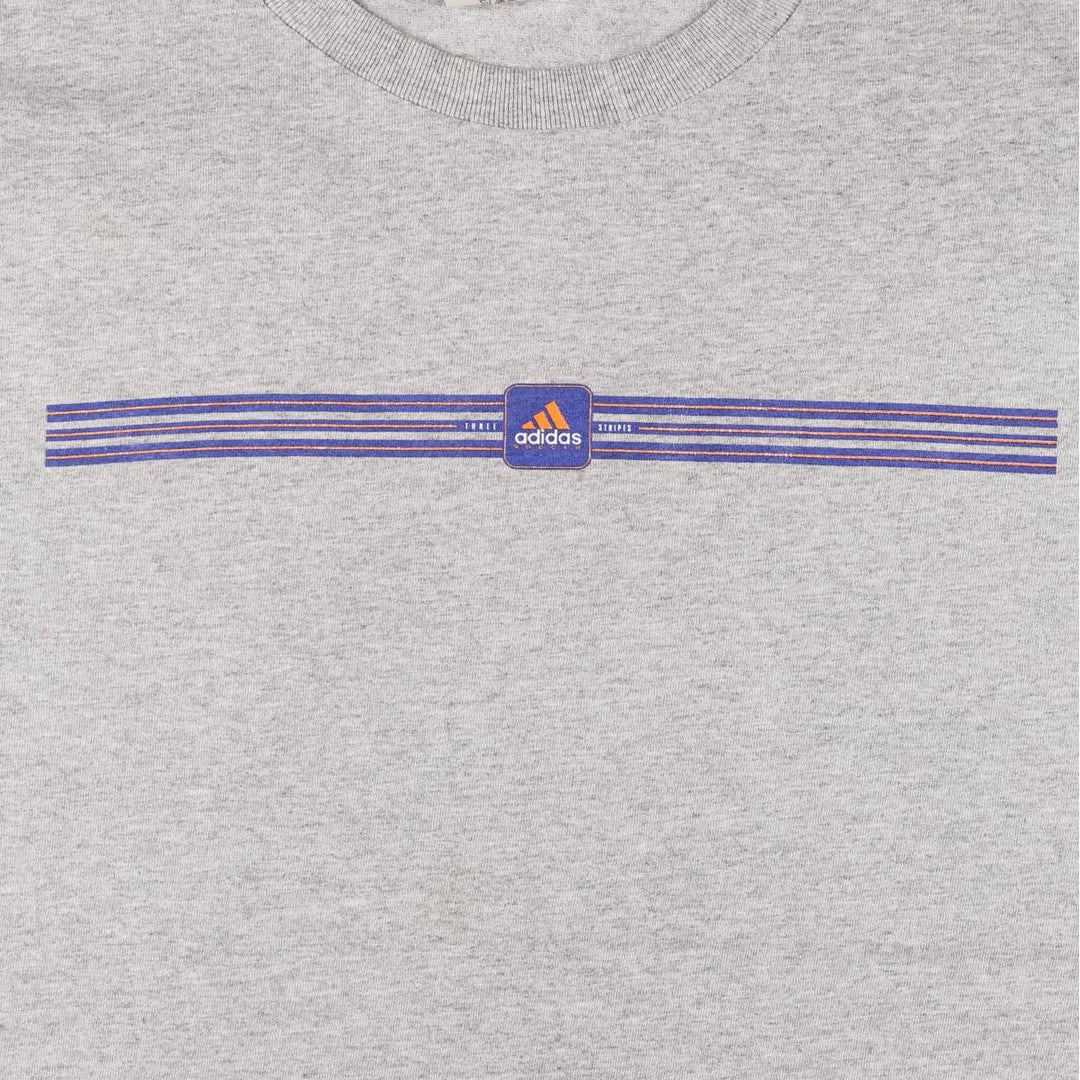 00'S Adidas logo print T-shirt, men's size L cotton gray type Vintage Second Hand