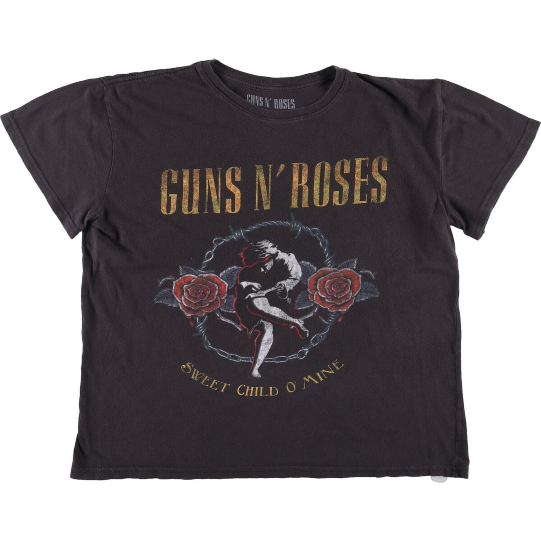 GUNS N' ROSES Guns N' Roses Floral Band T-Shirt Band Tee Men's L size cotton black type Vintage Second Hand