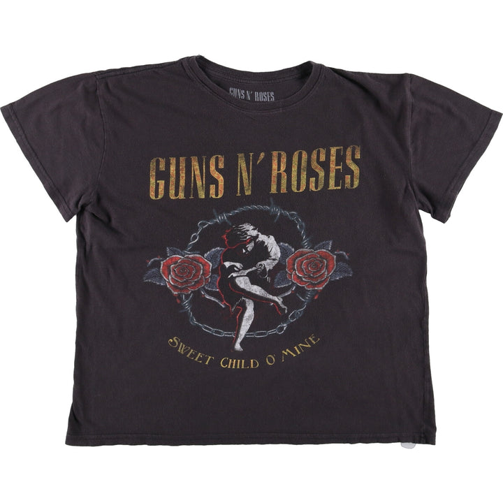 GUNS N' ROSES Guns N' Roses Floral Band T-Shirt Band Tee Men's L size cotton black type Vintage Second Hand