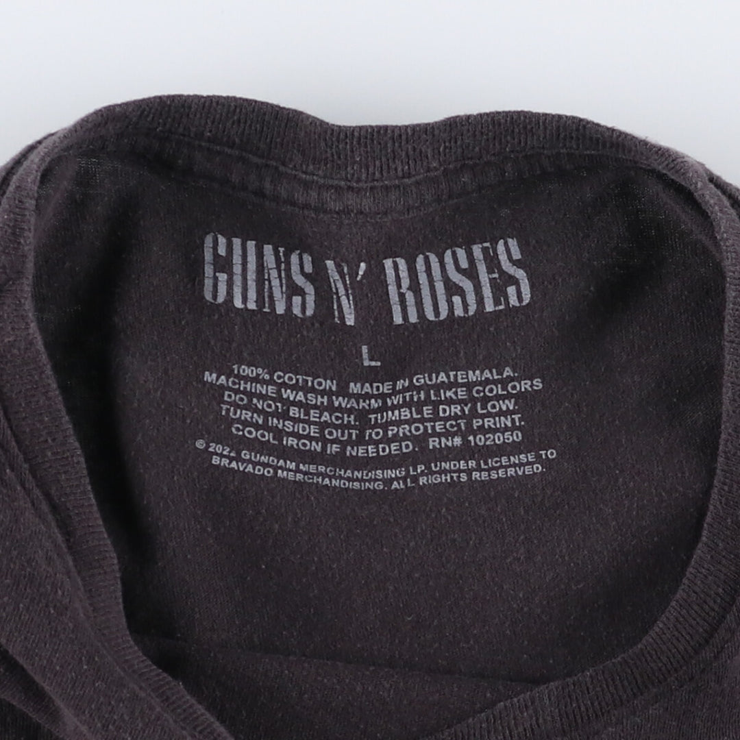 GUNS N' ROSES Guns N' Roses Floral Band T-Shirt Band Tee Men's L size cotton black type Vintage Second Hand