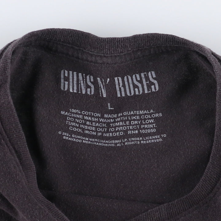 GUNS N' ROSES Guns N' Roses Floral Band T-Shirt Band Tee Men's L size cotton black type Vintage Second Hand
