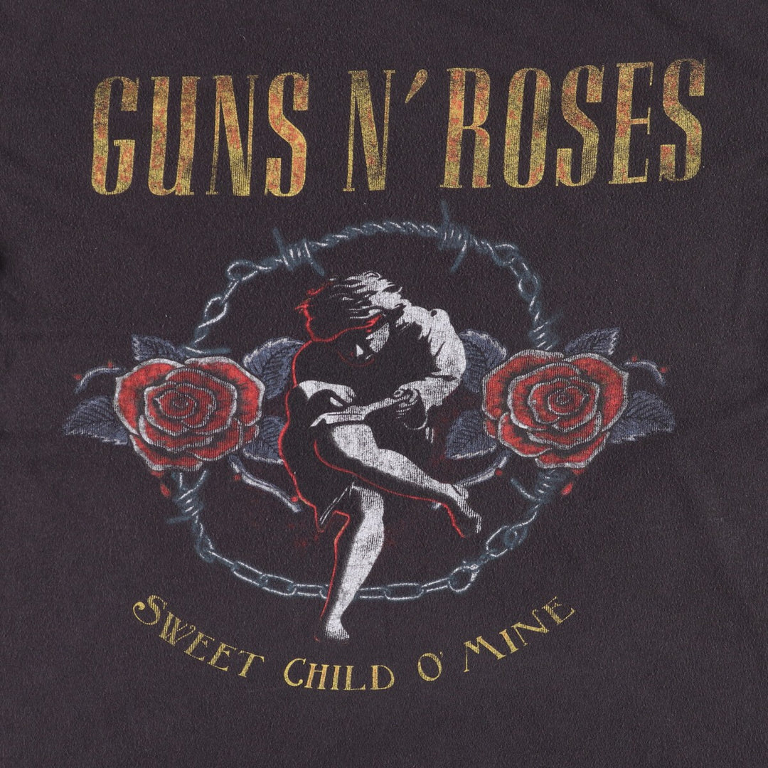 GUNS N' ROSES Guns N' Roses Floral Band T-Shirt Band Tee Men's L size cotton black type Vintage Second Hand