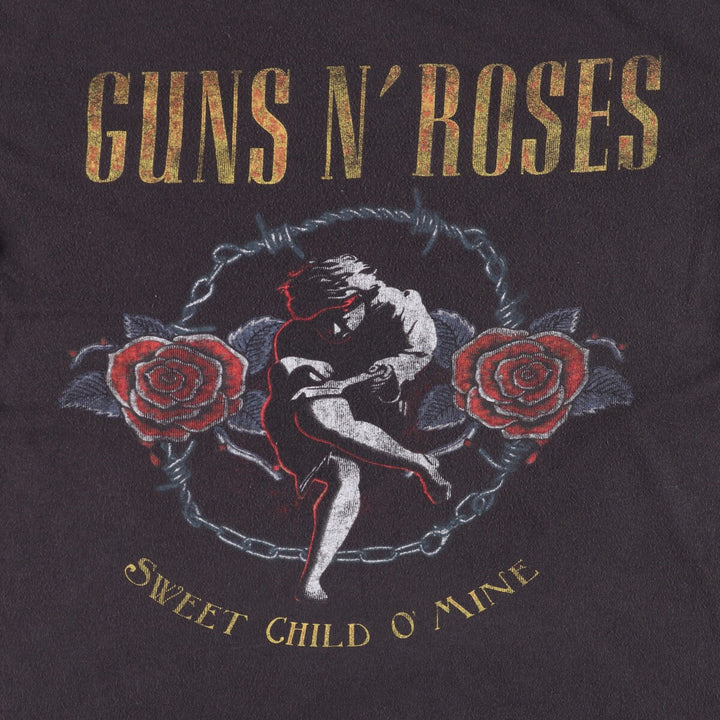 GUNS N' ROSES Guns N' Roses Floral Band T-Shirt Band Tee Men's L size cotton black type Vintage Second Hand
