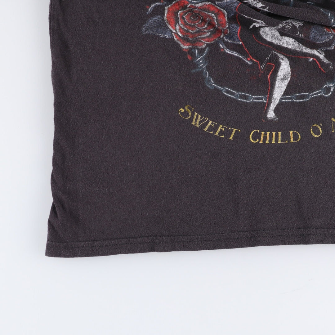 GUNS N' ROSES Guns N' Roses Floral Band T-Shirt Band Tee Men's L size cotton black type Vintage Second Hand