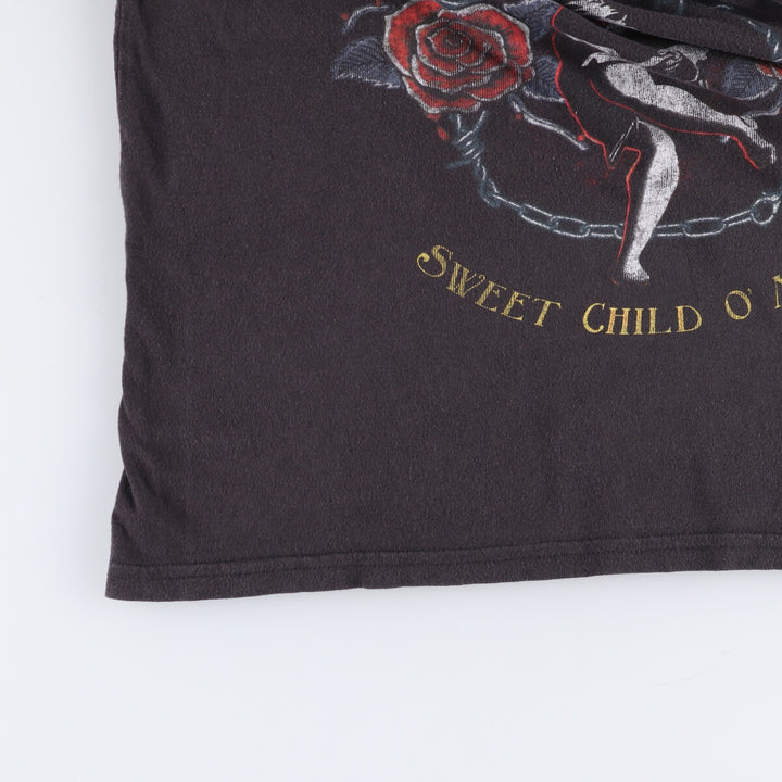 GUNS N' ROSES Guns N' Roses Floral Band T-Shirt Band Tee Men's L size cotton black type Vintage Second Hand