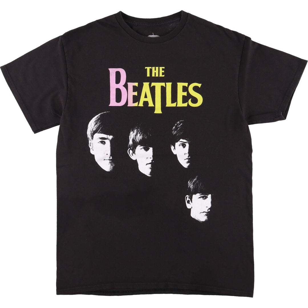 THE BEATLES Band T-shirt, Men's M size cotton black type Vintage Second Hand