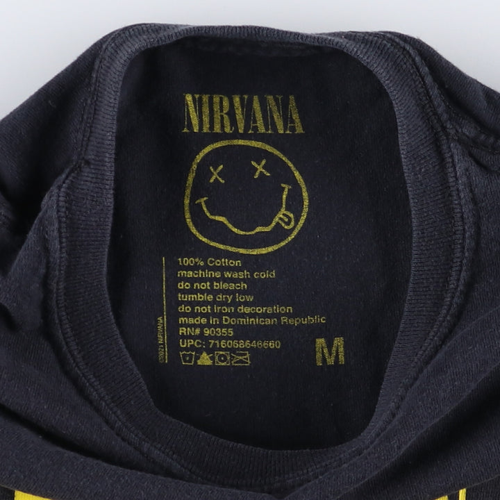 NIRVANA Nirvana Band T-shirt, Band T, Men's M size cotton black type Vintage Second Hand