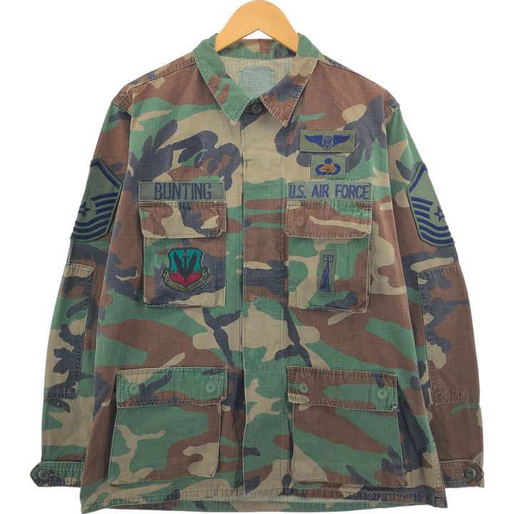 Genuine US military camouflage pattern woodland camo ripstop BDU military jacket made in USA MEDIUM-REGULAR equivalent to men's M cotton Khaki type Vintage Second Hand