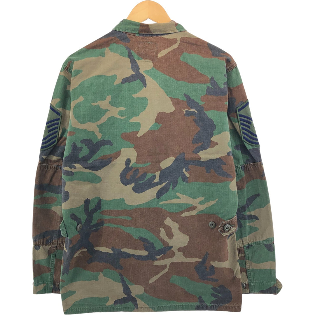 Genuine US military camouflage pattern woodland camo ripstop BDU military jacket made in USA MEDIUM-REGULAR equivalent to men's M cotton Khaki type Vintage Second Hand
