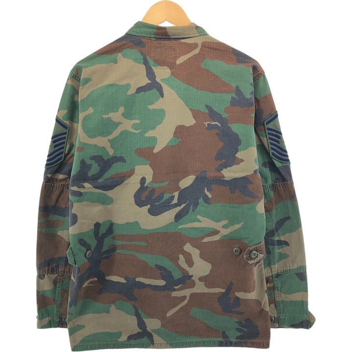 Genuine US military camouflage pattern woodland camo ripstop BDU military jacket made in USA MEDIUM-REGULAR equivalent to men's M cotton Khaki type Vintage Second Hand