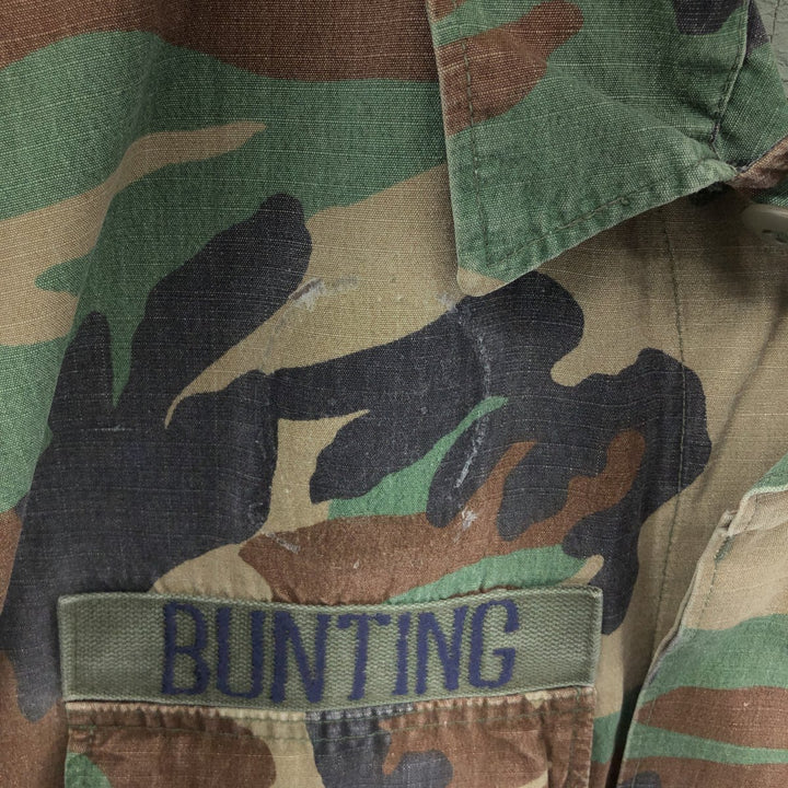 Genuine US military camouflage pattern woodland camo ripstop BDU military jacket made in USA MEDIUM-REGULAR equivalent to men's M cotton Khaki type Vintage Second Hand