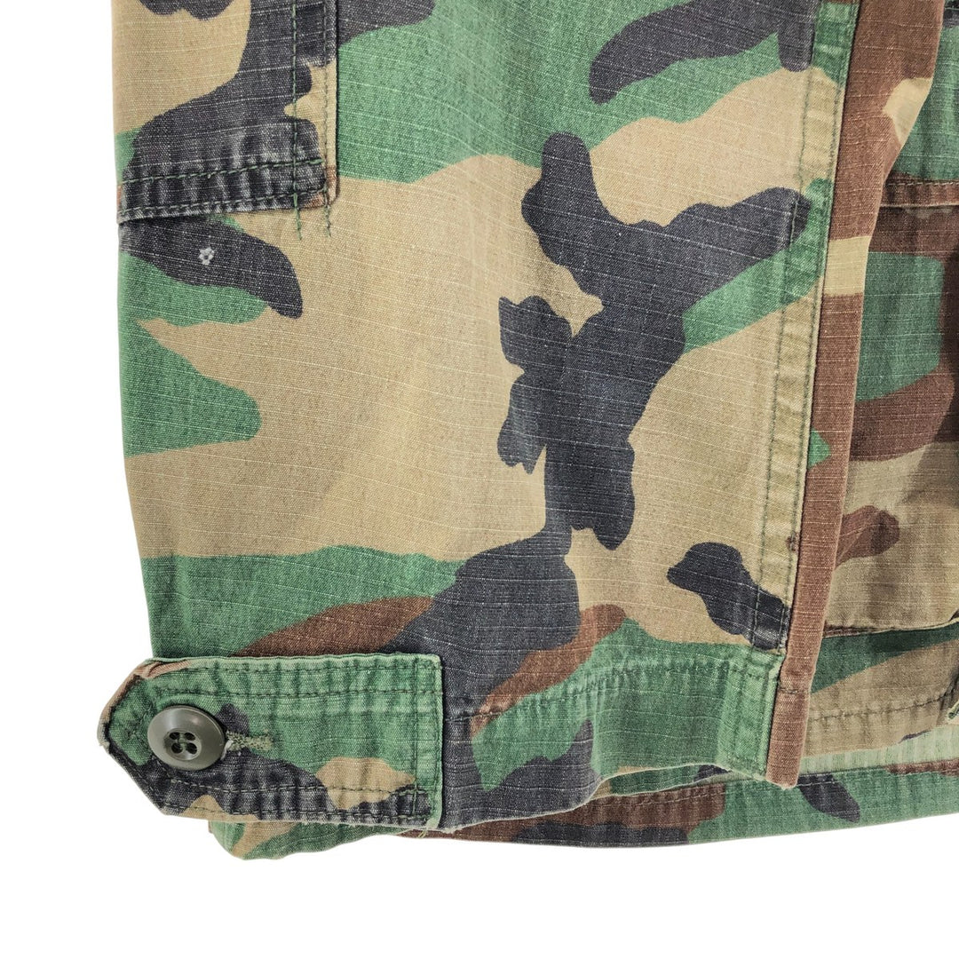 Genuine US military camouflage pattern woodland camo ripstop BDU military jacket made in USA MEDIUM-REGULAR equivalent to men's M cotton Khaki type Vintage Second Hand