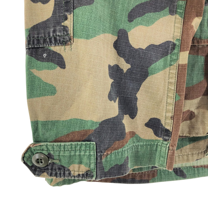 Genuine US military camouflage pattern woodland camo ripstop BDU military jacket made in USA MEDIUM-REGULAR equivalent to men's M cotton Khaki type Vintage Second Hand