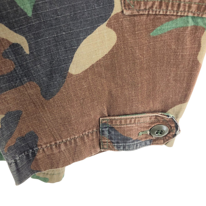 Genuine US military camouflage pattern woodland camo ripstop BDU military jacket made in USA MEDIUM-REGULAR equivalent to men's M cotton Khaki type Vintage Second Hand