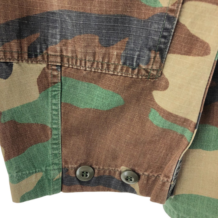Genuine US military camouflage pattern woodland camo ripstop BDU military jacket made in USA MEDIUM-REGULAR equivalent to men's M cotton Khaki type Vintage Second Hand